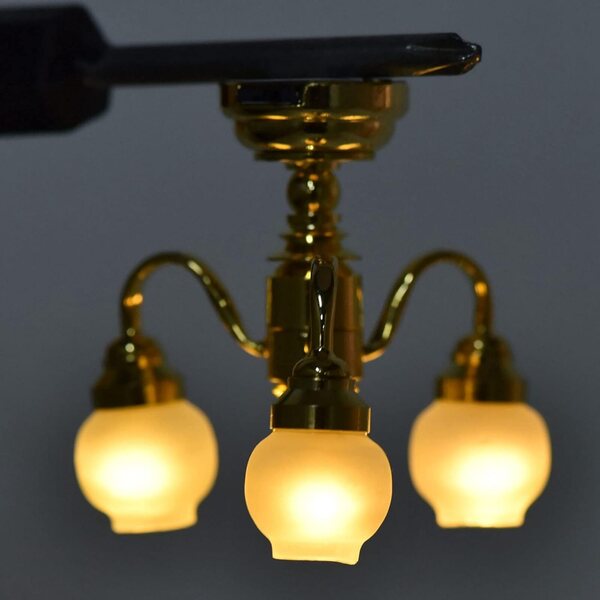 Lustre Miniatura LED a Batterie 1:12, Elegante Plafonnier Dorato per Case delle Bambole