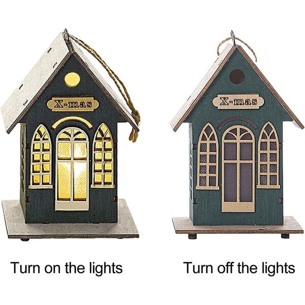 PUCHEN Weihnachtshaus aus Holz mit LED, warme und realistische Weihnachtsdekoration