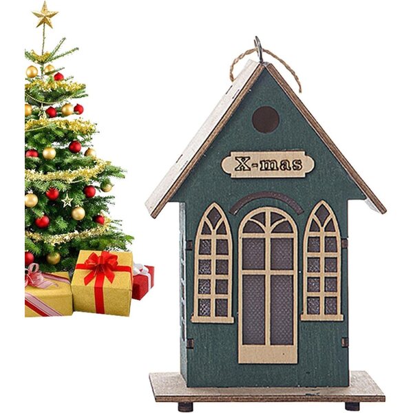 PUCHEN Weihnachtshaus aus Holz mit LED, warme und realistische Weihnachtsdekoration