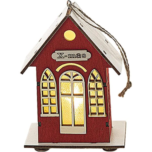 Casa luminosa natalizia in legno a LED rinnovata, calda decorazione festiva