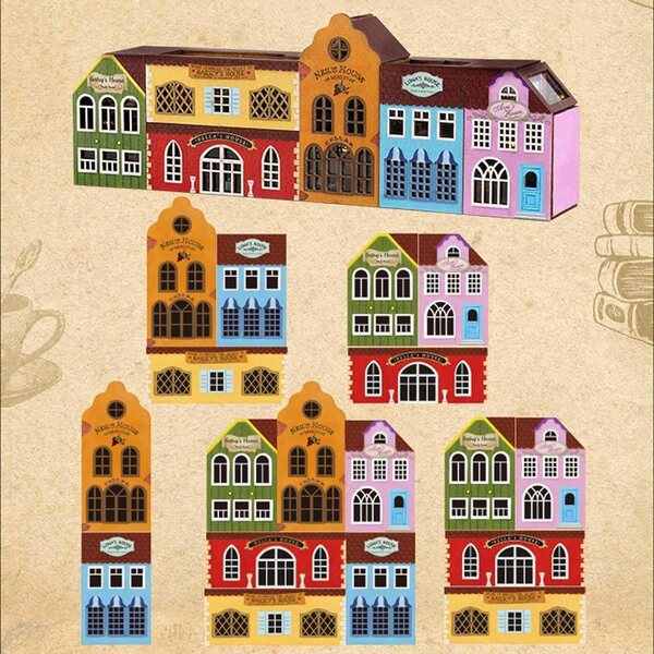 6-in-1 DIY dekoratives LED-Buch-Gewächshaus-Set aus Holz für Puppenhaus