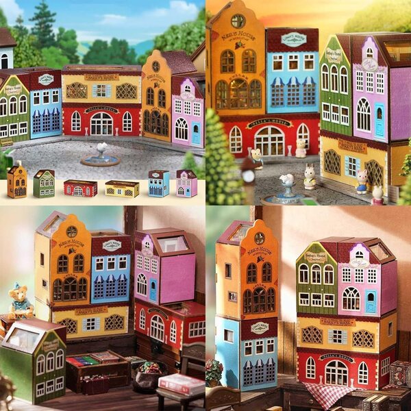 6-in-1 DIY dekoratives LED-Buch-Gewächshaus-Set aus Holz für Puppenhaus