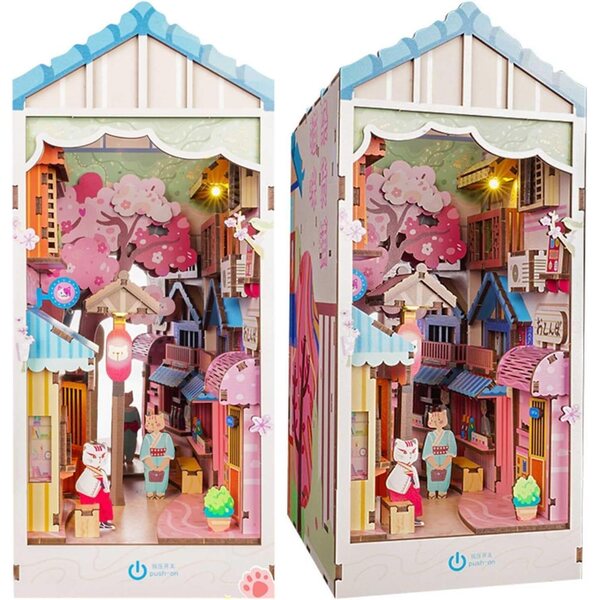 DIY-Kit 3D-Puppenhaus-Buchstütze mit LED, Miniatur-Dekoration HMLOPX