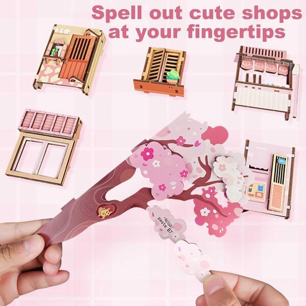 DIY-Kit 3D-Puppenhaus-Buchstütze mit LED, Miniatur-Dekoration HMLOPX