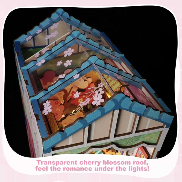DIY-Kit 3D-Puppenhaus-Buchstütze mit LED, Miniatur-Dekoration HMLOPX