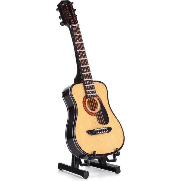 Modello Miniatura di Chitarra in Legno 15 cm Decorazione e Collezione Artigianale