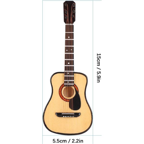 Modello Miniatura di Chitarra in Legno 15 cm Decorazione e Collezione Artigianale