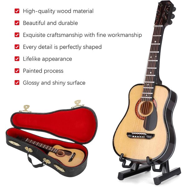 Modello Miniatura di Chitarra in Legno 15 cm Decorazione e Collezione Artigianale