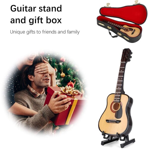 Modello Miniatura di Chitarra in Legno 15 cm Decorazione e Collezione Artigianale