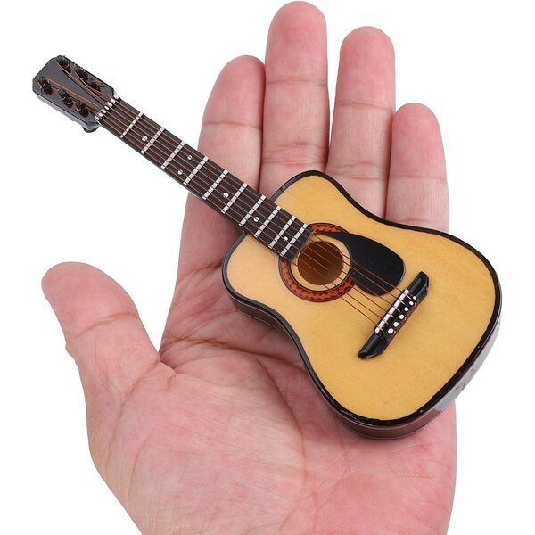 Modello Miniatura di Chitarra in Legno 15 cm Decorazione e Collezione Artigianale