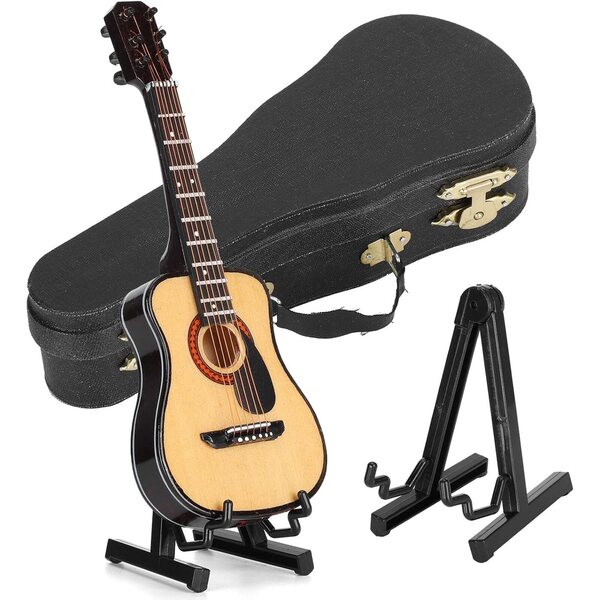 Modello Miniatura di Chitarra in Legno 15 cm Decorazione e Collezione Artigianale