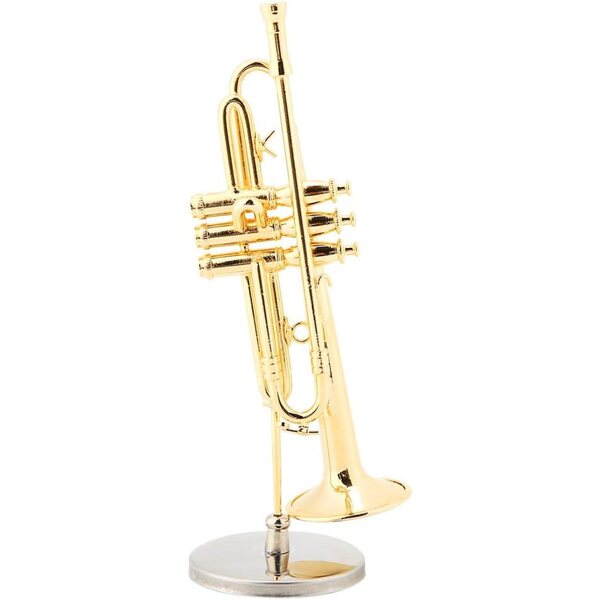 Modello Trompette Miniatura in Ottone Dorato con Supporto e Custodia in Legno