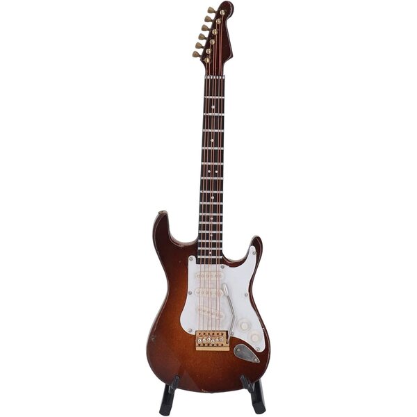 Miniatura chitarra elettrica in legno tilleul 7,1" con supporto e custodia