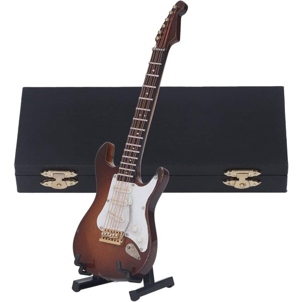 Miniatura chitarra elettrica in legno tilleul 7,1" con supporto e custodia