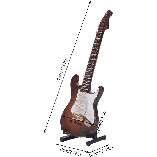 Miniatura chitarra elettrica in legno tilleul 7,1" con supporto e custodia