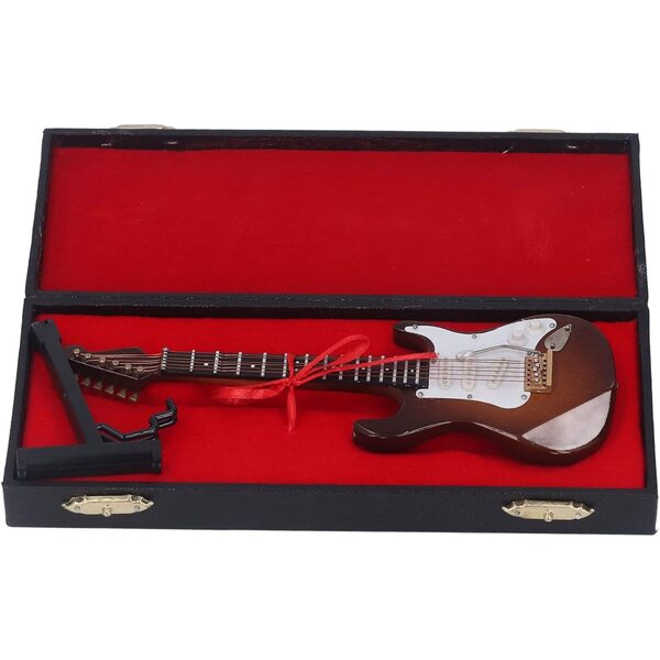 Miniatura chitarra elettrica in legno tilleul 7,1" con supporto e custodia