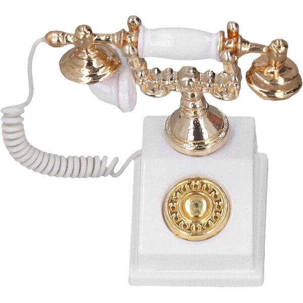 DAUZ Mini-Vintage-Telefon aus Legierung für Puppenhaus 1:12, dekorativ und realistisch