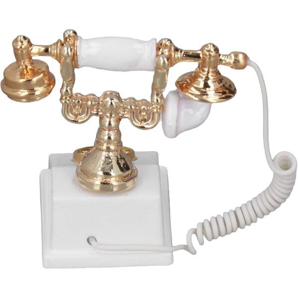 DAUZ Mini-Vintage-Telefon aus Legierung für Puppenhaus 1:12, dekorativ und realistisch