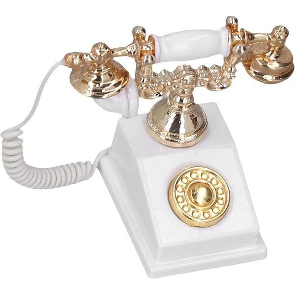 DAUZ Mini-Vintage-Telefon aus Legierung für Puppenhaus 1:12, dekorativ und realistisch