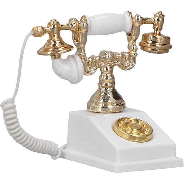 DAUZ Mini-Vintage-Telefon aus Legierung für Puppenhaus 1:12, dekorativ und realistisch