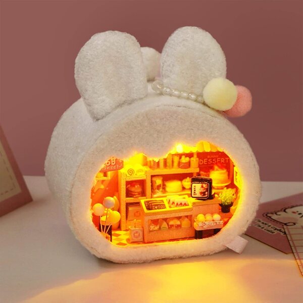 DIY-Miniatur-Puppenhaus-Bausatz mit LED und Holzmöbeln – perfektes kreatives Geschenk