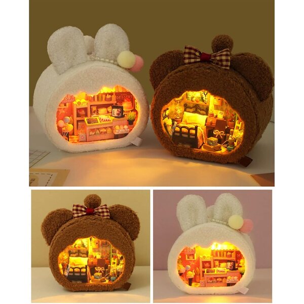 DIY-Miniatur-Puppenhaus-Bausatz mit LED und Holzmöbeln – perfektes kreatives Geschenk