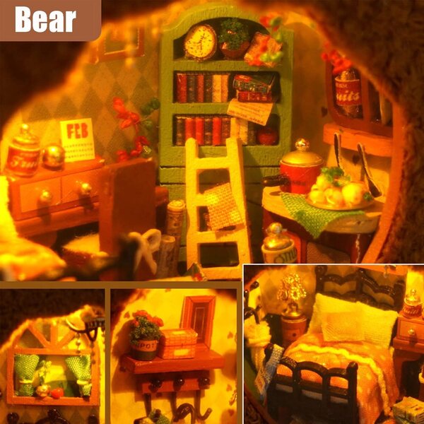 DIY-Miniatur-Puppenhaus-Bausatz mit LED und Holzmöbeln – perfektes kreatives Geschenk