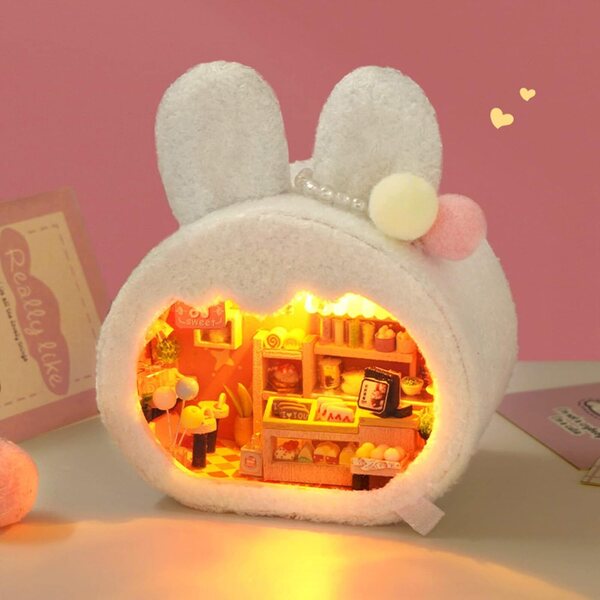 DIY-Miniatur-Puppenhaus-Bausatz mit LED und Holzmöbeln – perfektes kreatives Geschenk