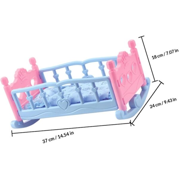 Alasum Letto per Bambole in Plastica e Stoffa 37x24x18 cm - Accessorio Casa delle Bambole