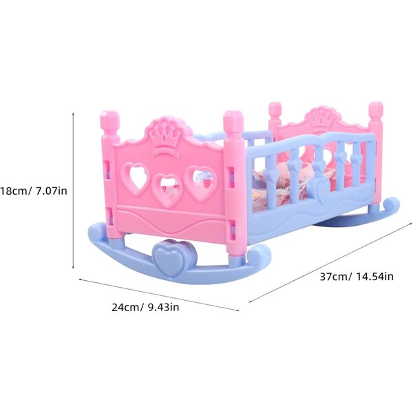 Alasum Letto per Bambole in Plastica e Stoffa 37x24x18 cm - Accessorio Casa delle Bambole