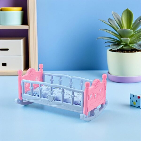 Alasum Letto per Bambole in Plastica e Stoffa 37x24x18 cm - Accessorio Casa delle Bambole