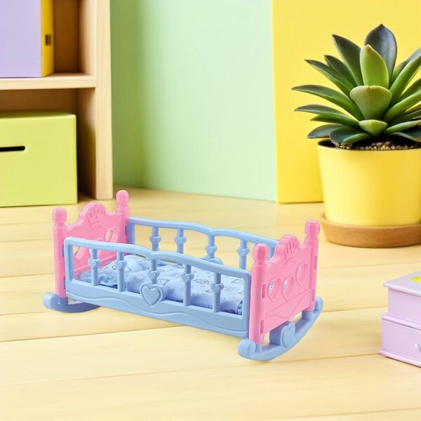 Alasum Letto per Bambole in Plastica e Stoffa 37x24x18 cm - Accessorio Casa delle Bambole