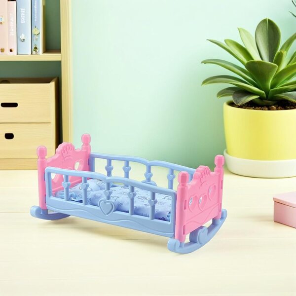 Alasum Letto per Bambole in Plastica e Stoffa 37x24x18 cm - Accessorio Casa delle Bambole
