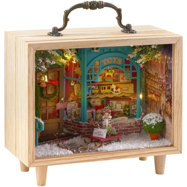 Kit Miniatura Casa delle Bambole in Legno da Montare - Modello 1/24, LED, Design Realistico