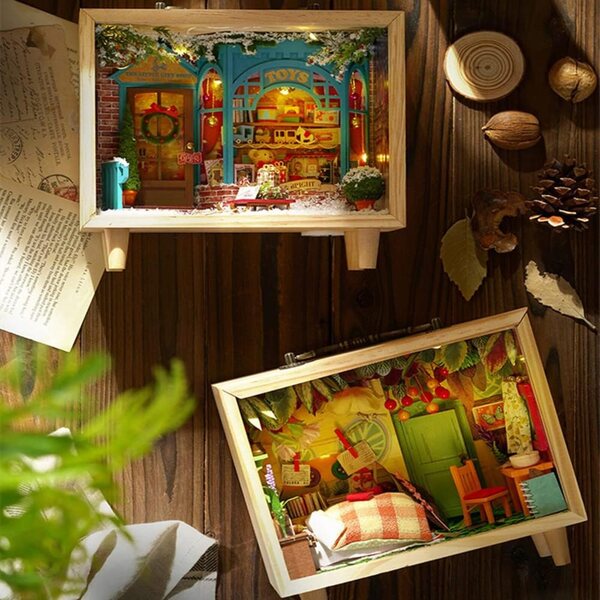 Kit Miniatura Casa delle Bambole in Legno da Montare - Modello 1/24, LED, Design Realistico