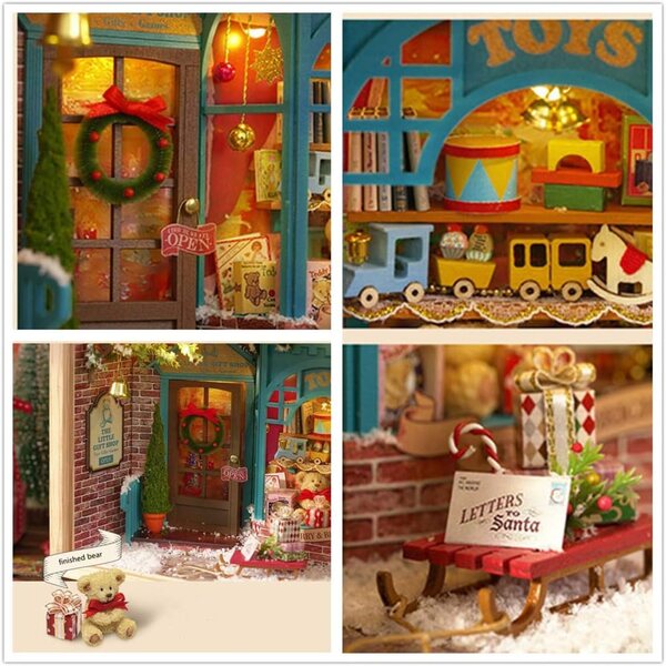 Kit Miniatura Casa delle Bambole in Legno da Montare - Modello 1/24, LED, Design Realistico