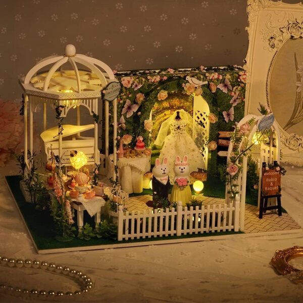 DIY-Miniatur-Puppenhaus-Bausatz mit Staubschutz und LED-Musikwerk