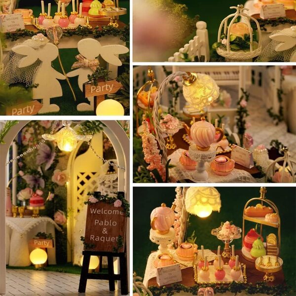 DIY-Miniatur-Puppenhaus-Bausatz mit Staubschutz und LED-Musikwerk