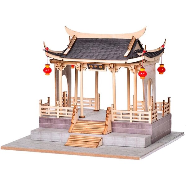 Bausatz für ein altes chinesisches 3D-Puppenhaus aus Holz mit LED-Leuchten und Möbeln