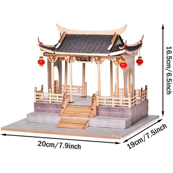 Bausatz für ein altes chinesisches 3D-Puppenhaus aus Holz mit LED-Leuchten und Möbeln