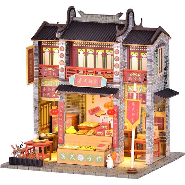 Mini chinesisches Puppenhaus 3D DIY handgefertigt aus Holz und Papier 1:24