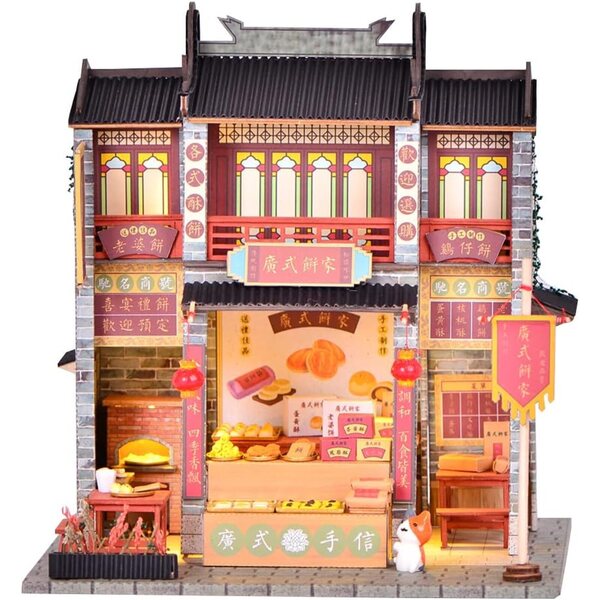 Mini chinesisches Puppenhaus 3D DIY handgefertigt aus Holz und Papier 1:24