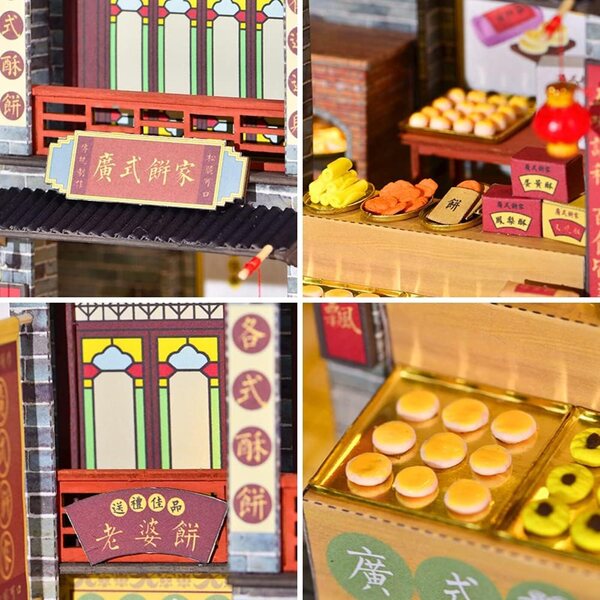 Mini chinesisches Puppenhaus 3D DIY handgefertigt aus Holz und Papier 1:24