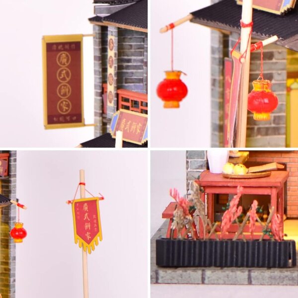 Mini chinesisches Puppenhaus 3D DIY handgefertigt aus Holz und Papier 1:24