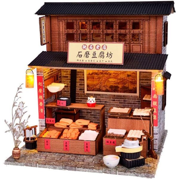 3D-Miniatur-Puppenhaus zum Zusammenbauen – Steinmühle – XLZSP DIY-Bausatz aus Holz und Papier