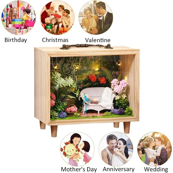 DIY-Miniatur-Puppenhaus-Bausatz mit LED – Afternoon Shimmer-Modell 20,5 x 9,4 x 19,5 cm