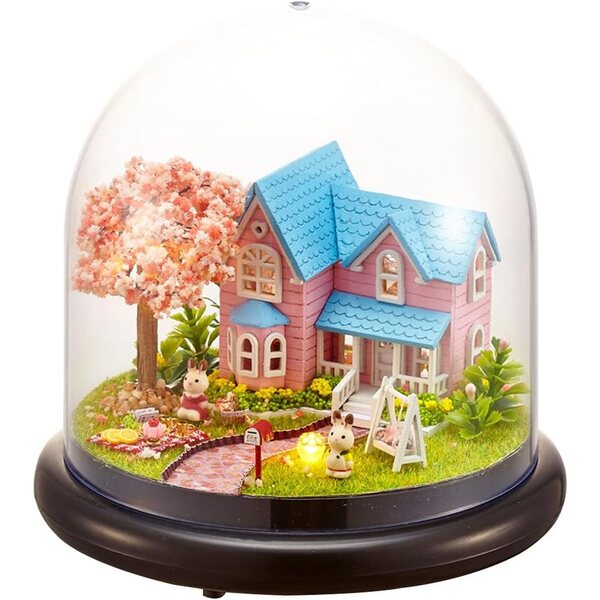 Kit casa delle bambole in legno con luci LED e accessori, fai da te per bambini 14+