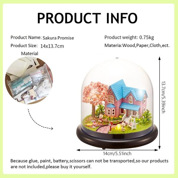 Kit casa delle bambole in legno con luci LED e accessori, fai da te per bambini 14+
