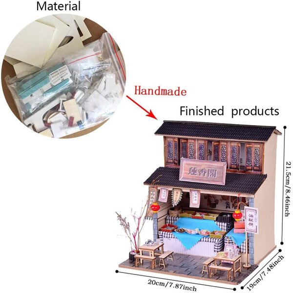Casa di bambola in legno fai da te XLZSP kit miniatura 2-10 ore assemblaggio