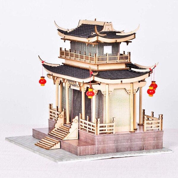 3D-Bausatz für ein antikes chinesisches Puppenhaus aus Holz zum Zusammenbauen – DIY-Puzzle für Erwachsene und Kinder